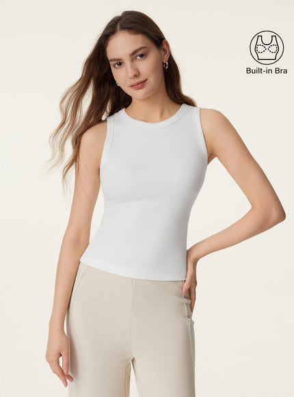 Crewneck Cotton New Airy Built-In Bra Tank