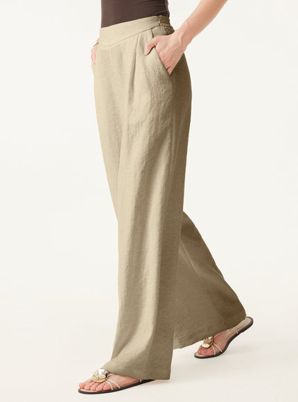 Breezy Linen-Like Mid Rise Wide Leg Pant with Pockets
