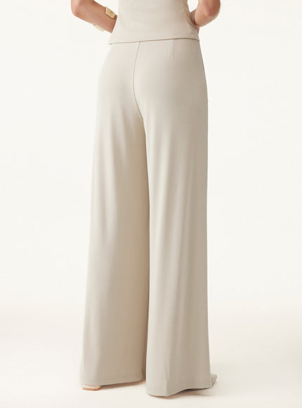Sandwashed Mid Rise Pleated Wide Leg Palazzo Pant with Pockets