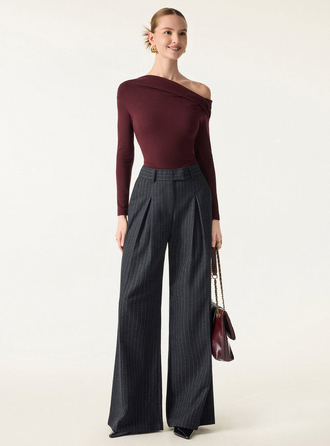 Convertible Neck Long Sleeve Built-In Bra Top