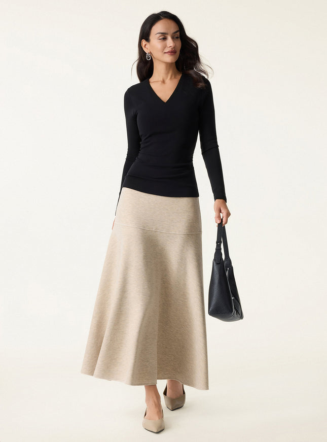 V-Neck Long Sleeve Side-Tuck Built-In Bra Top