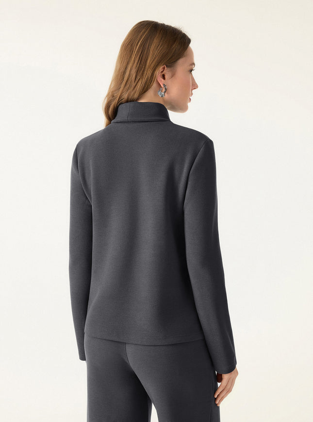 2Pcs Set Turtleneck Top & Regular High Waisted Straight Leg Pull On Pant