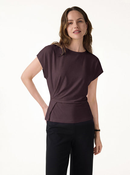 Cooling Ponte Relaxed Round Neck Tucked Top