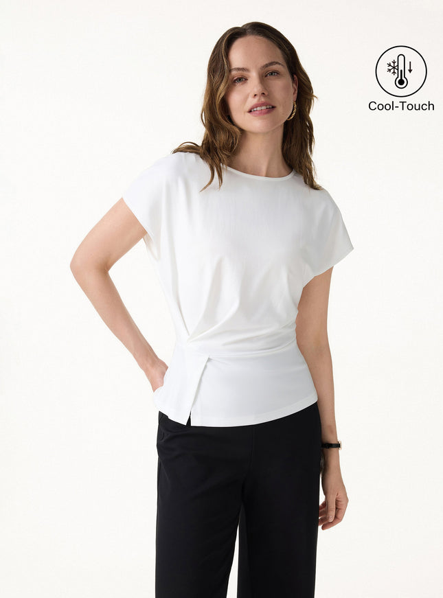 Cooling Ponte Relaxed Round Neck Tucked Top