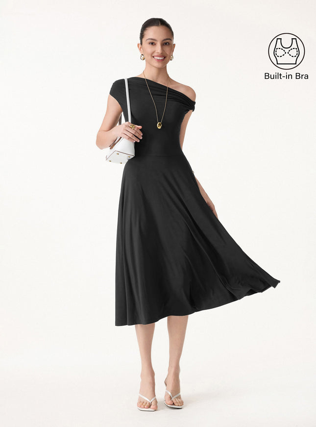 Multi-Wear Midi Built-In Bra Dress with Pockets