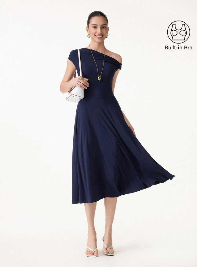 Multi-Wear Midi Built-In Bra Dress with Pockets