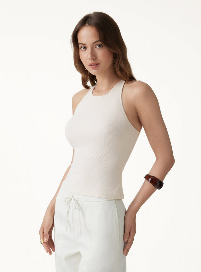 CoolTouch Ribbed Racer Back Built-In Bra Tank