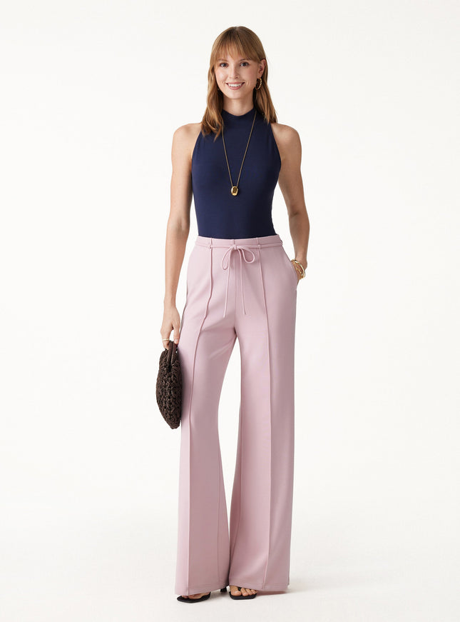 Lyocell Spacer Knit High-Rise Flare Pants with Pockets