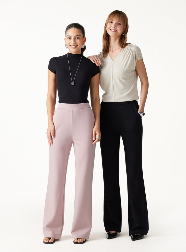 Ponte High-Rise Slim Flared Pants with Pockets