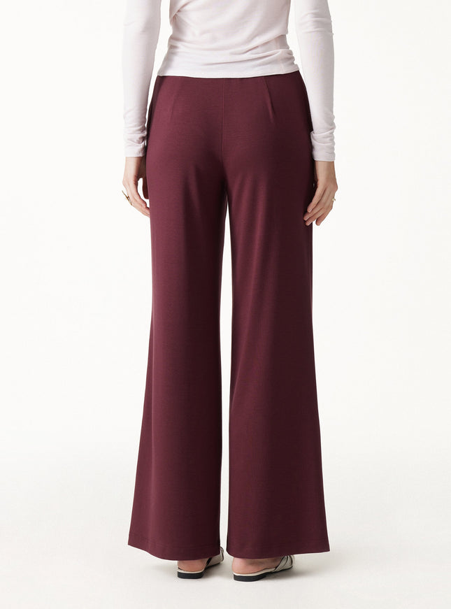Lyocell Wool Mid Rise Wide Leg Pull-on Pant with Pockets
