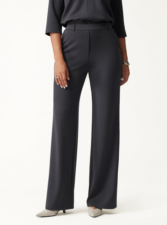 2Pcs Set V-Neck Elbow Sleeve Top & High-Rise Wide Leg Pants with Pockets