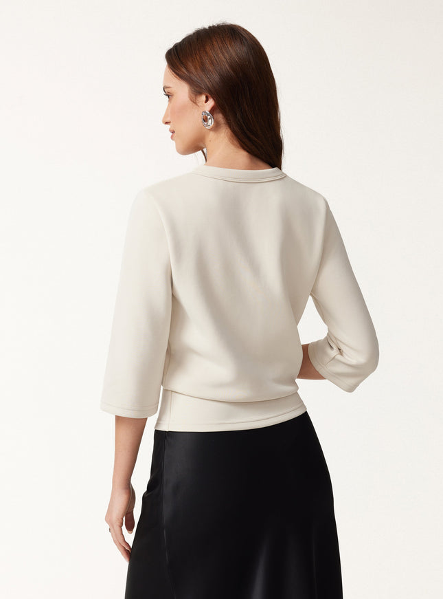 Sandwashed Spacer Crewneck 3/4 Sleeve Top