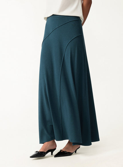 2Pcs Set Asymmetrical Neck Top & Drapey A-Line Midi Skirt