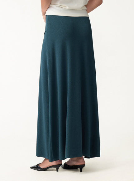 2Pcs Set Asymmetrical Neck Top & Drapey A-Line Midi Skirt