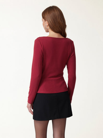 Cowl Neck Long Sleeve Draped Top