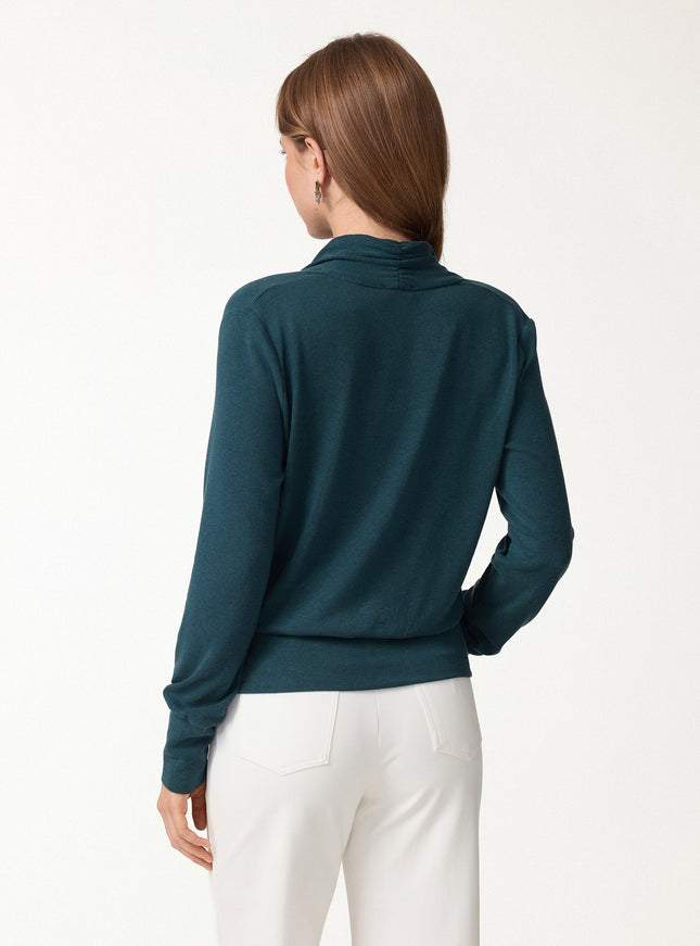 Surplice Long Sleeve Banded Hem Top