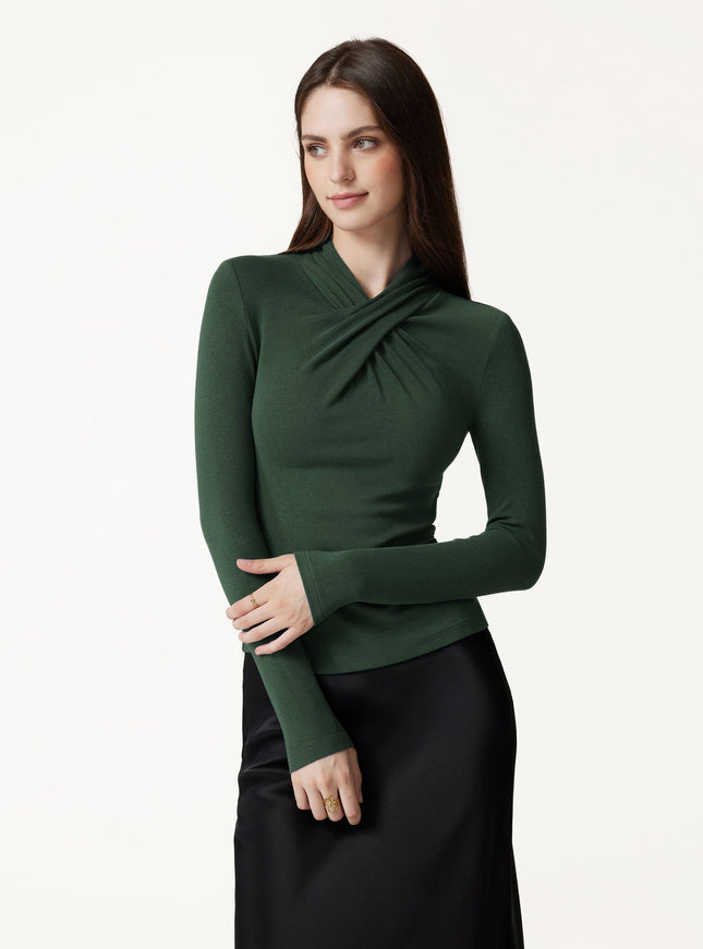 Twisted Mockneck Long Sleeve Top