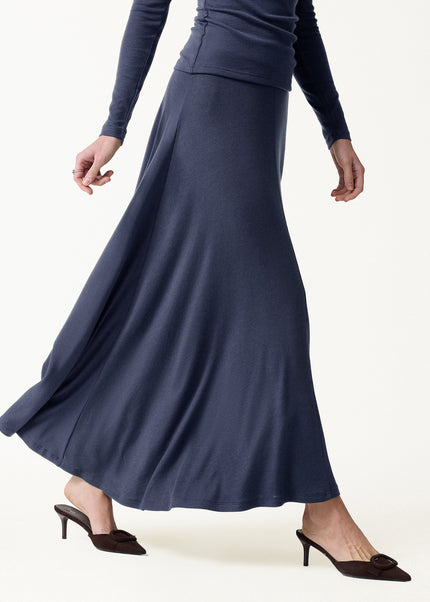 Lyocell-Cashmere Blend Mid-Rise Umbrella Maxi Skirt