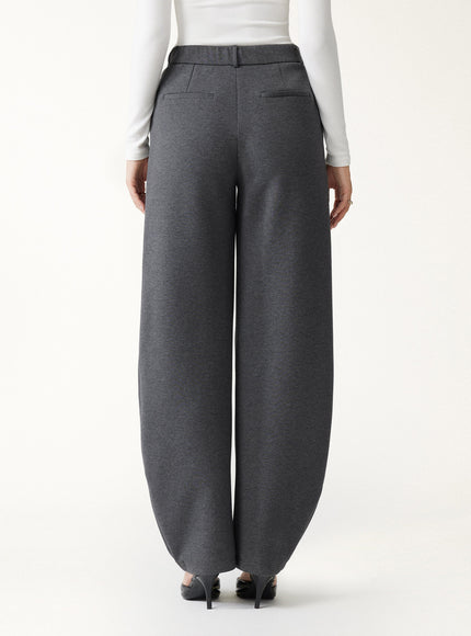 Cozy Knit Mid Rise Barrel Leg Pull-on Pants