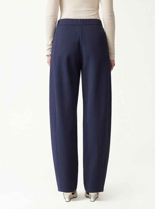 Ponte Low-Rise Ankled Barrel Pants with Pockets