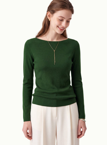 100% Merino Wool Boat Neck Sweater