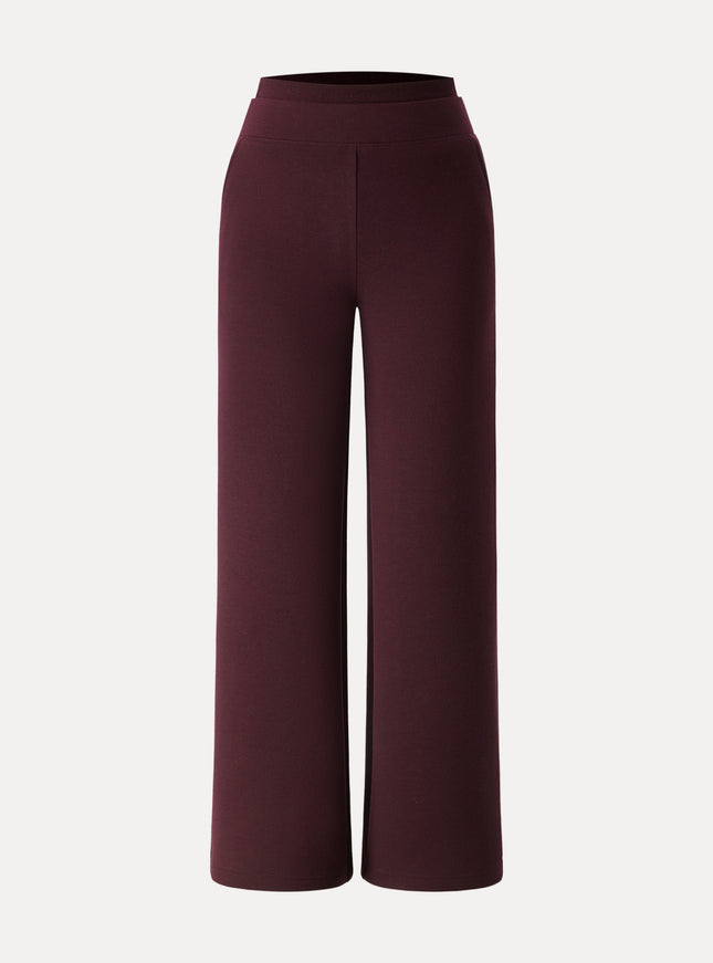Double Waistband Straight Leg Pants with Pockets