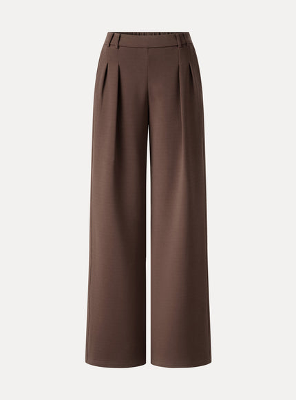 Lyocell Spacer Knit High-Rise Wide-Leg Tuck Pants with Pockets