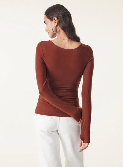 Lyocell Cashmere Scoop Neck Thumbhole Bra Top