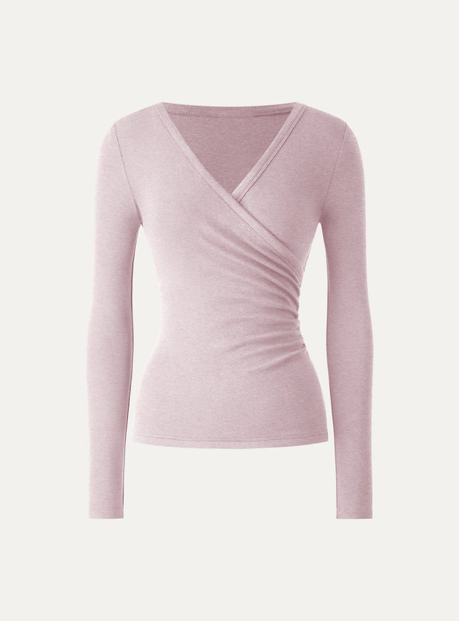 Eco-MiYaMoon® Surplice Ruched Long Sleeve Top