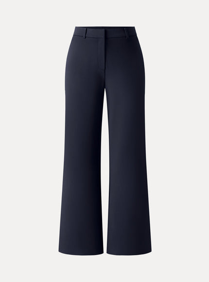 Ponte Mid-Rise Wide-Leg Pants with Pockets - Heather Black Grey