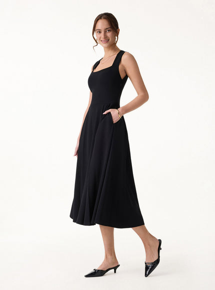 The Anytime Little Black Built-In Bra Dress with Pockets