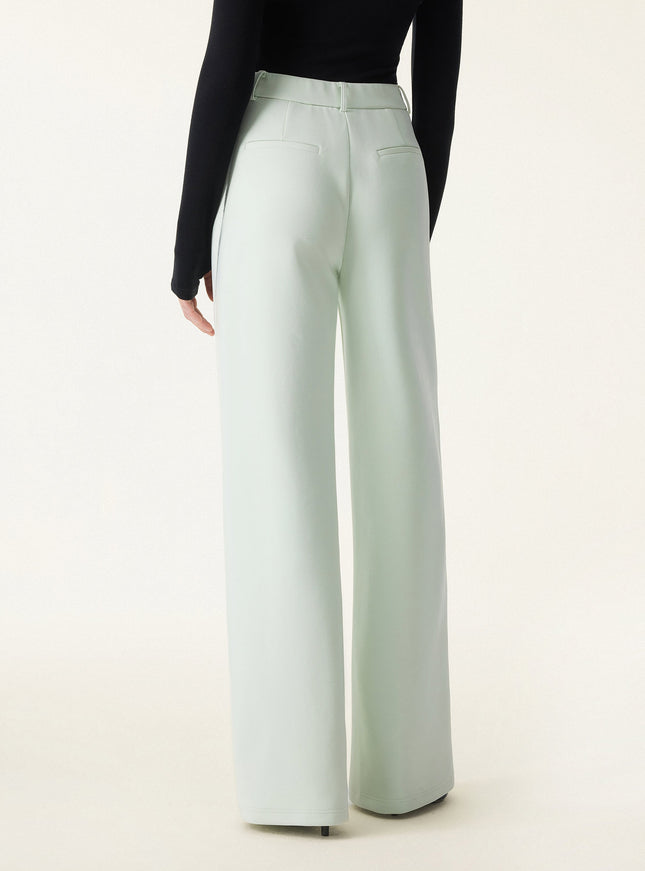 2Pcs Set Turtleneck Built-In Bra Tops & High Rise Wide Leg Pant