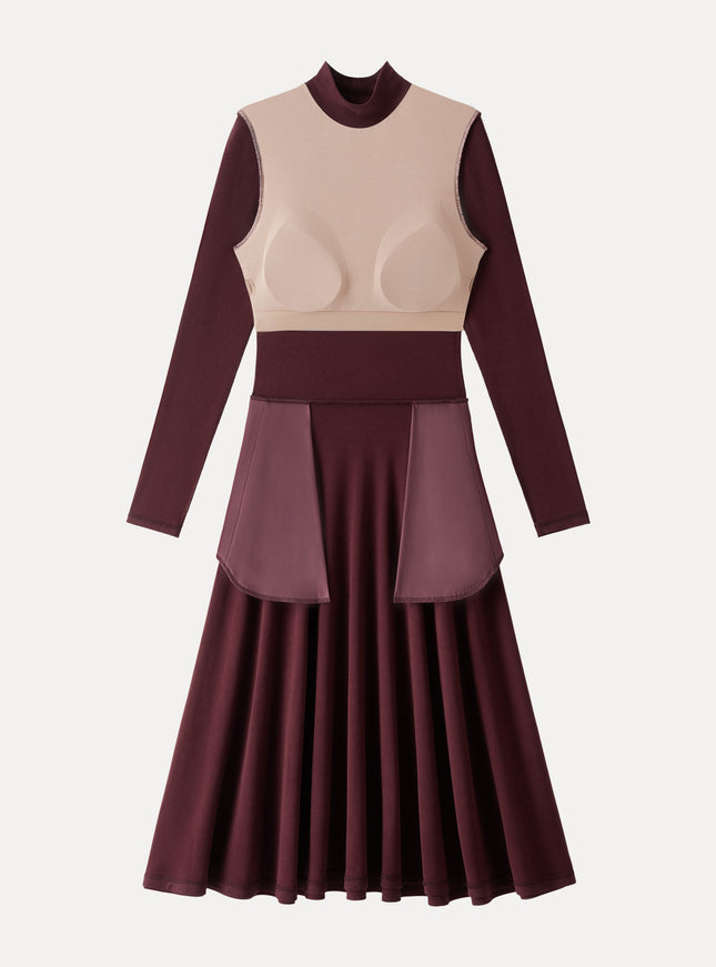 Mockneck Midi Built-In Bra Dress with Pockets