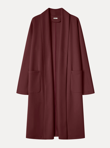 Modal Spacer Knit Shawl Collar Pocketed Long Cardigan