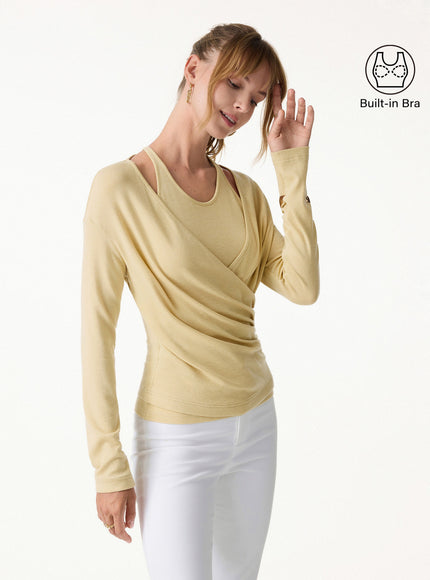Two-Piece Set Cami with Surplice Built-In Bra Top