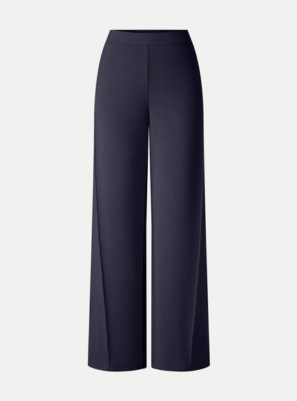 Modal Spacer Knit High-Rise Wide-Leg Pants with Pockets