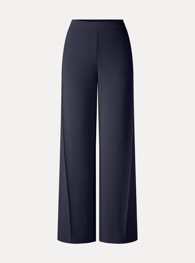 Modal Spacer Knit High-Rise Wide-Leg Pants with Pockets