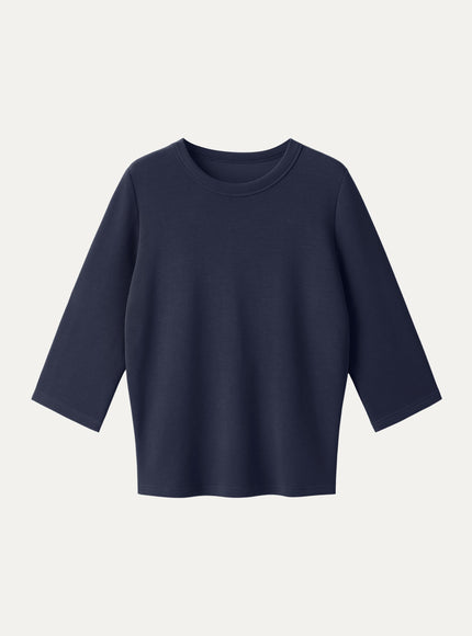 Sandwashed Spacer Crewneck 3/4 Sleeve Top