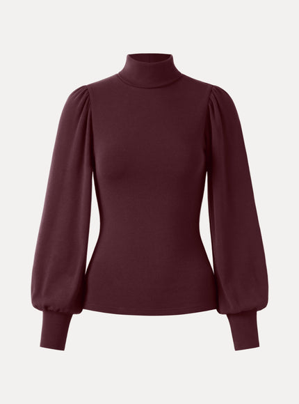 Turtleneck Puff Sleeve Top