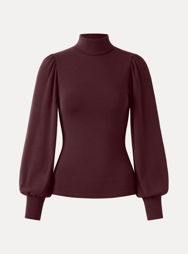 Turtleneck Puff Sleeve Top