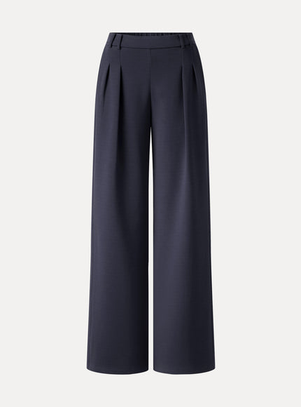 Lyocell Spacer Knit High-Rise Wide-Leg Tuck Pants with Pockets
