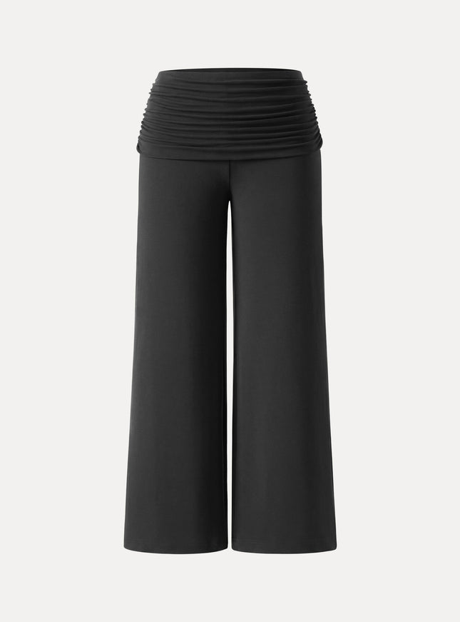 Non-Itchy Wool Blend Drapey Wide Leg Pull-on Pants with Pockets