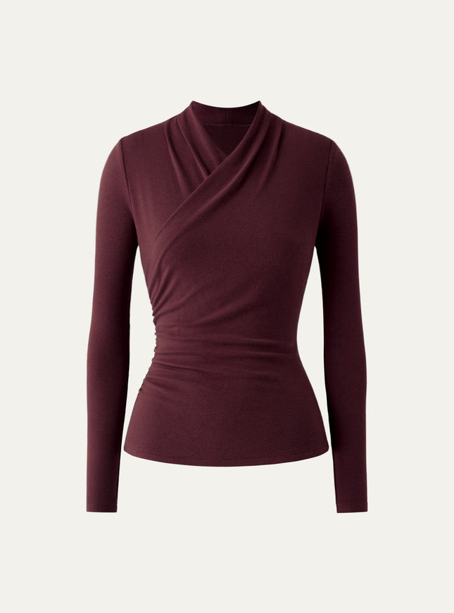 Surplice Long Sleeve Ruched Top