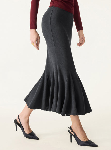 2Pcs Set Convertible Neck Built-In Bra Top & High-Rise Mermaid Midi Skirt