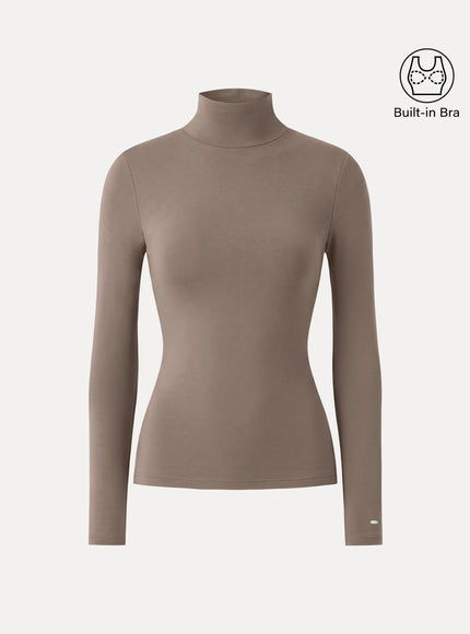 MaxWarm Turtleneck Long Sleeve Built-In Bra Top
