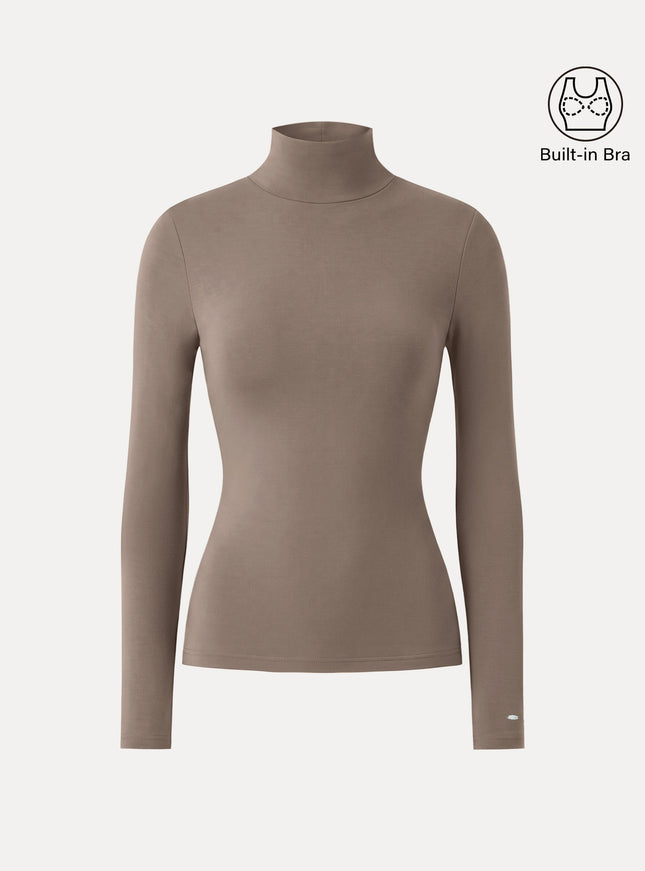 MaxWarm Turtleneck Long Sleeve Built-In Bra Top