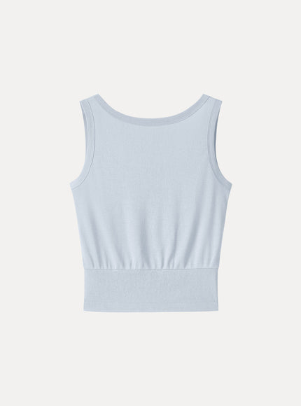 Cotton-Linen Blend Reversible Boatneck Low Back Top
