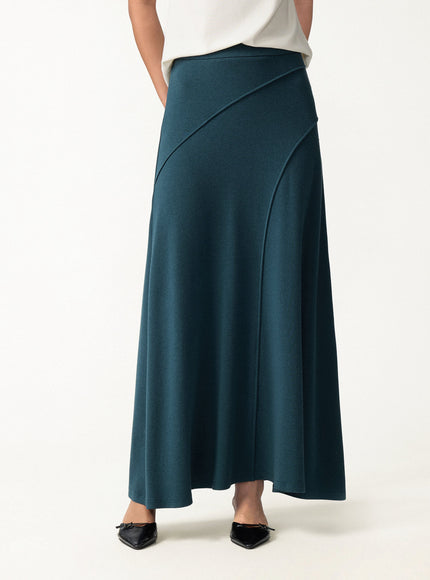 2Pcs Set Surplice Long Sleeve Ruched Top & A-Line Midi Skirt