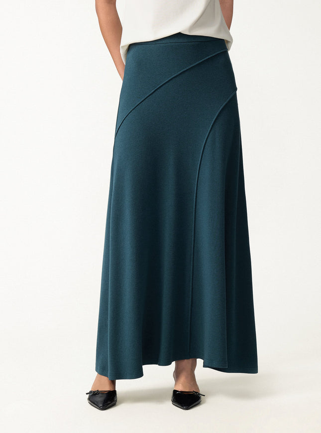 2Pcs Set Surplice Long Sleeve Ruched Top & A-Line Midi Skirt