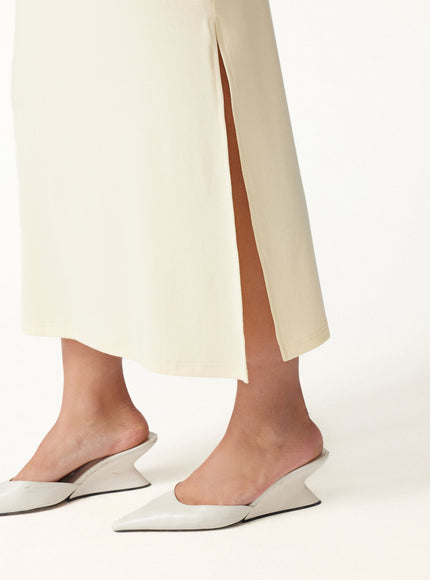 Mid-Rise Side-Slit Column Midi Skirt